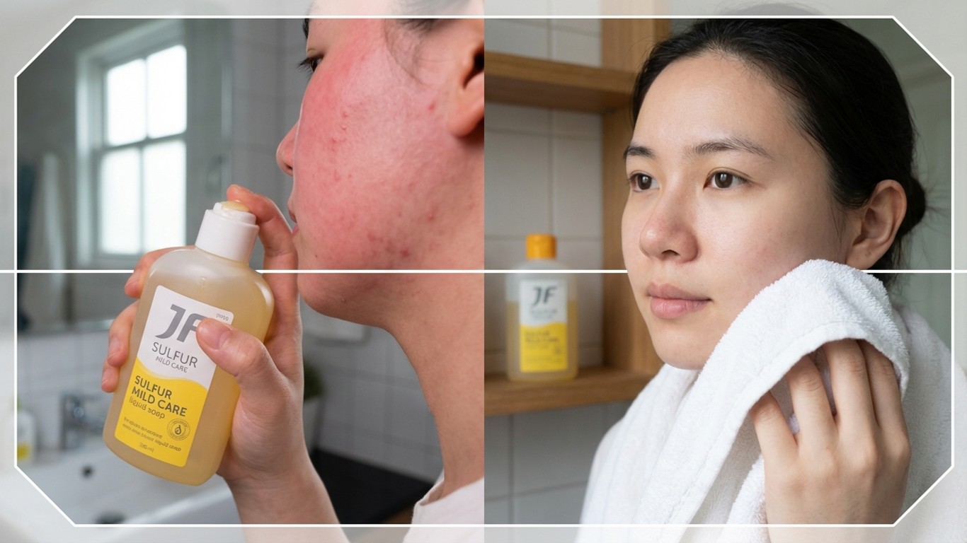 manfaat sabun cair jf sulfur mild care buat perih muka wajah