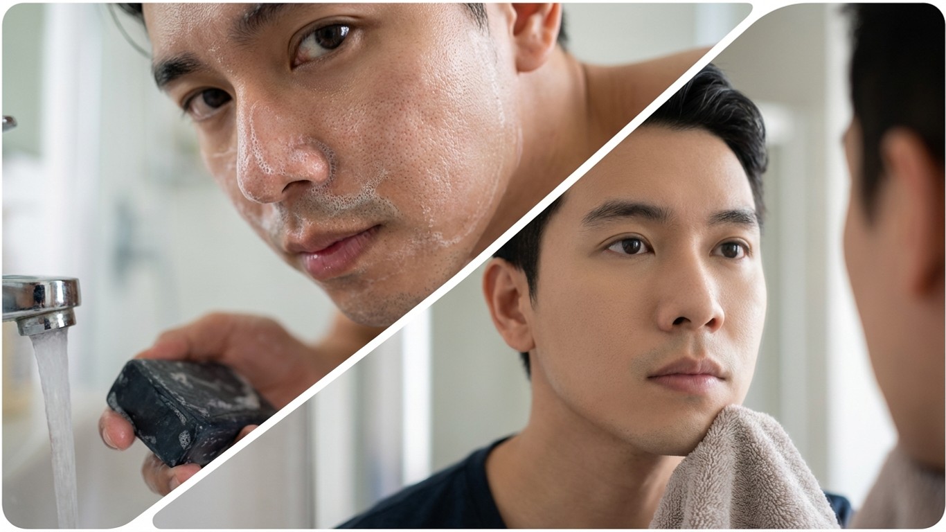 manfaat sabun pengecil pori pori wajah pria